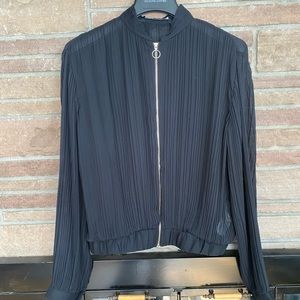 Zara Sheer Fringe Zip Up Top | NWOT
